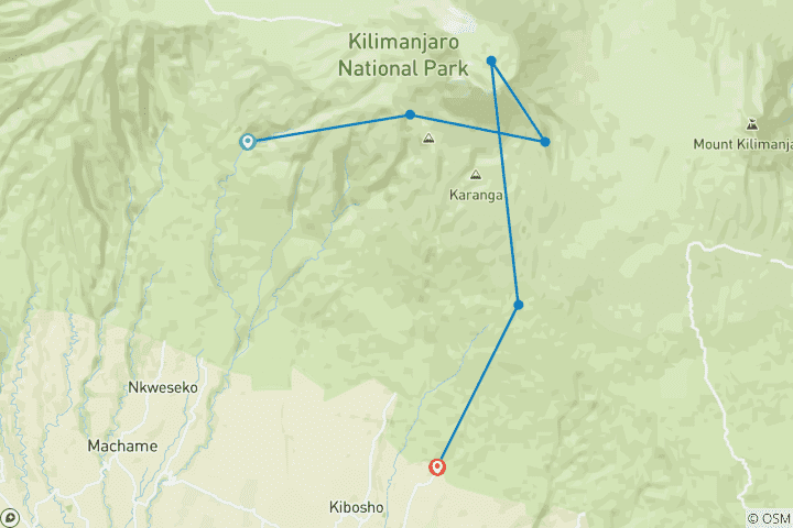 Map of Full moon eclipse at the top of mount kilimanjaro (all accommodation and transport are included)