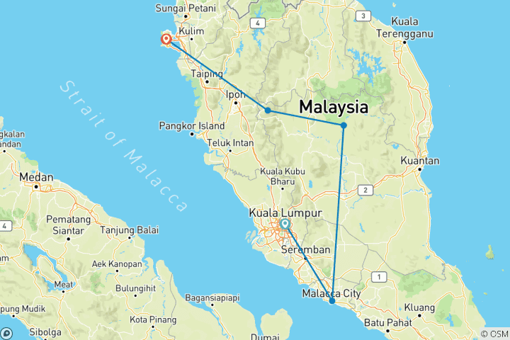 Map of Tailor-Made Private Malaysia Holiday Package, Daily Departure