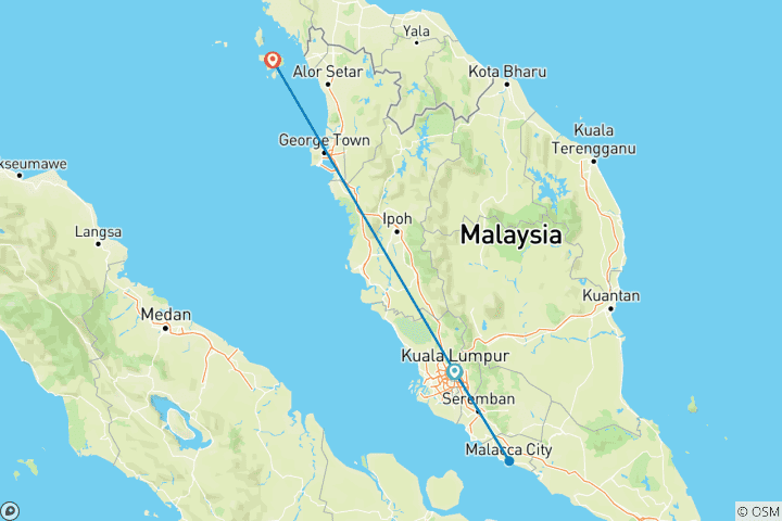 Map of Customized 7-Day Malaysia Family Tour, Daily Depart & Private Guide