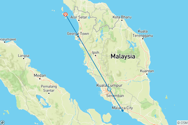 Karte von Maßgeschneiderte 7-tägige Malaysia Familienreise, tägliche Abfahrt & privater Reiseleiter