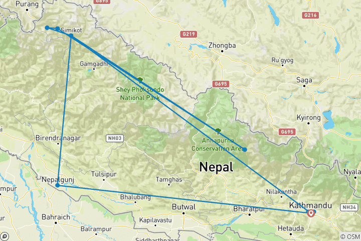 Carte du circuit Trek de la vallée de Limi