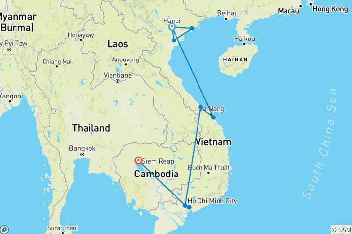 Map of Vibrant Vietnam & the Temples of Angkor