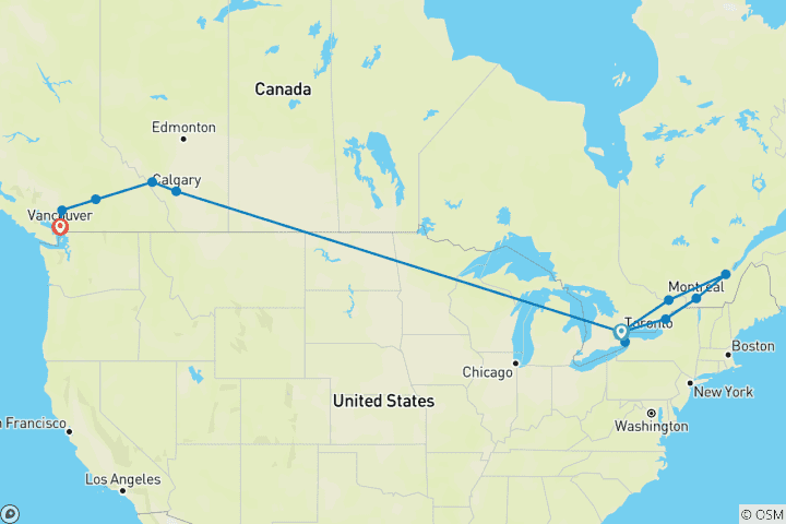 Carte du circuit Contrastes canadiens