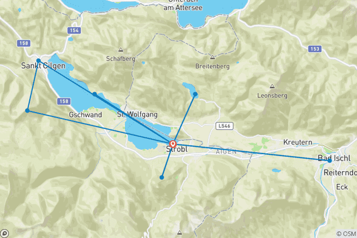 Map of Lake Wolfgangsee – based in one hotel with charm 7/6