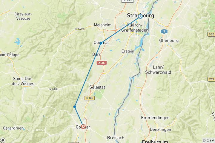 Map of Alsace Wine Route (5 days)