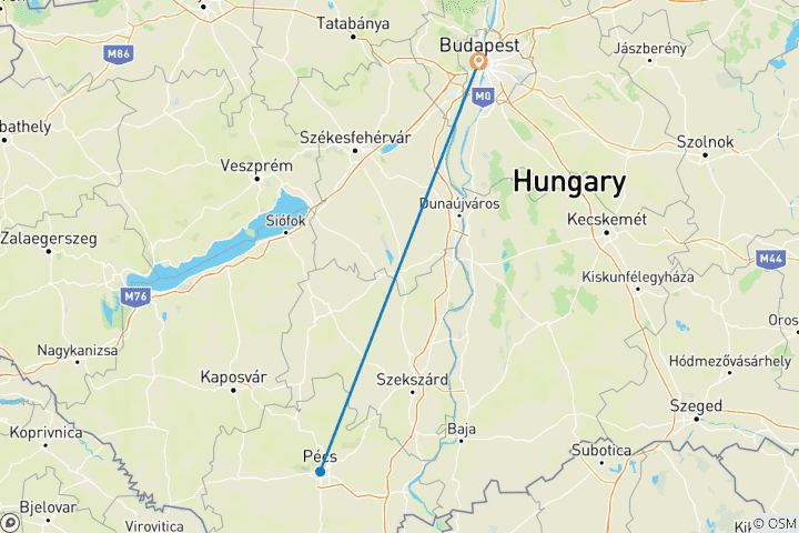 Carte du circuit Voyage privé sur mesure en Hongrie avec départ quotidien