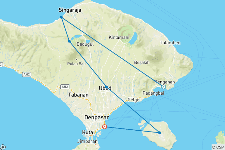 Carte du circuit Superbe expérience à Bali : visite privée