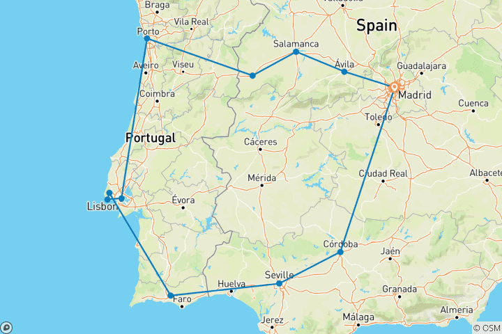 Mapa de Lo mejor de España y Portugal (Clásico - Verano)