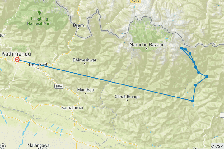 Carte du circuit Trek du camp de base du Makalu