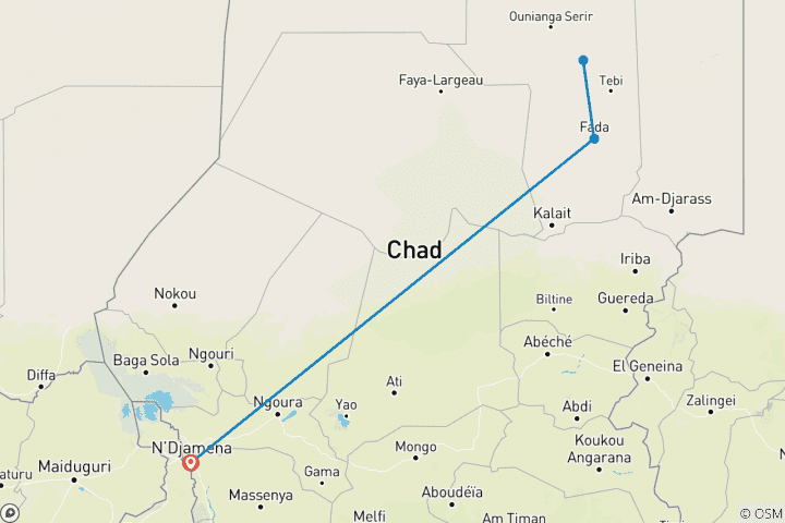 Carte du circuit Sahara- Ennedi Express - 9 jours/8 nuits (Luxe)