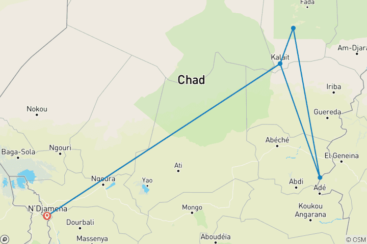 Carte du circuit Découverte du Sahara - Ennedi et Lac Ounianga - 15 jours/14 nuits