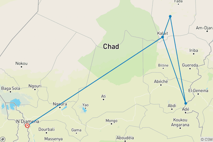 Kaart van Ontdekkingstocht Sahara - Ennedi & Meer van Ounianga 15Dagen/14 Nachten