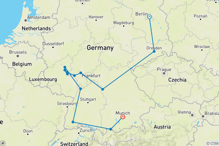 Carte du circuit Le meilleur de l'Allemagne - petits groupes, 12 jours