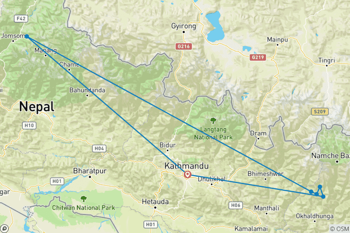 Carte du circuit Pikey Peak Trek 7 jours
