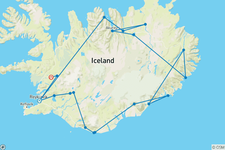 Kaart van IJsland - noord & zuid - 6 dagen