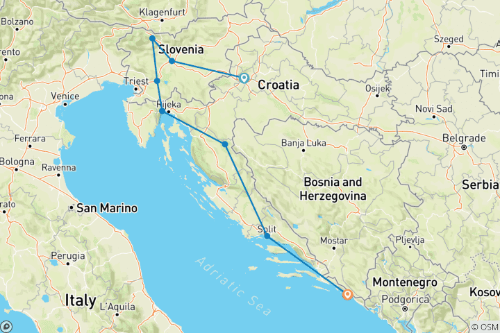 Carte du circuit La Croatie enchanteresse