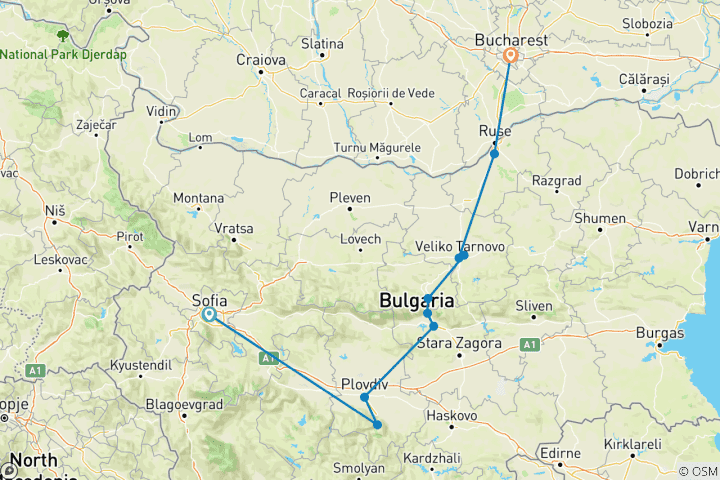 Mapa de Prime Bulgaria y Rumanía 5 días