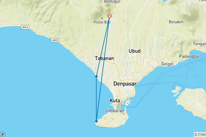 Map of 4 Days Best Bali Tours With Kecak & Snorkeling