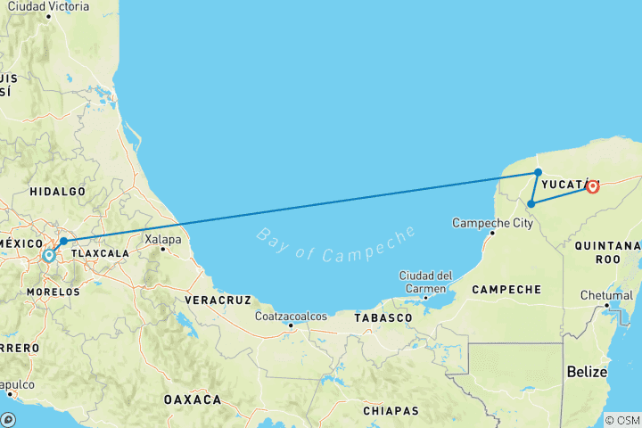 Map of Mexico Lindo Tour - 8 Days