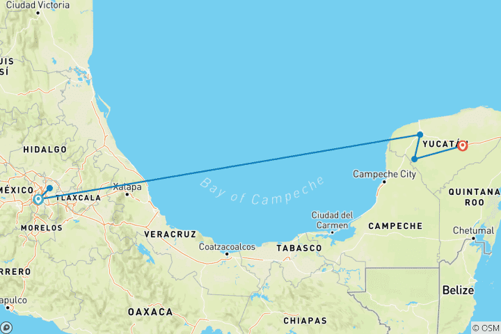 Carte du circuit Circuit Mexique Lindo - 8 jours