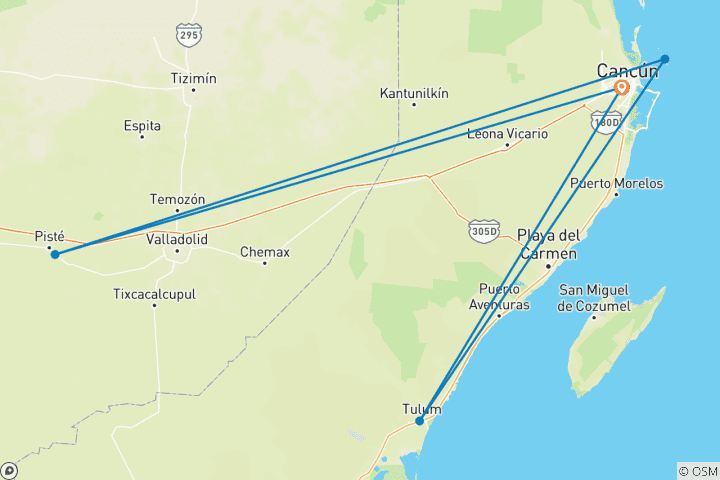 Carte du circuit Riviera Maya Découverte - 5 jours