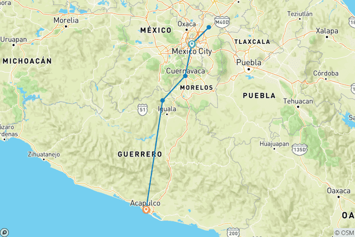 Map of Triangle of the Sun Tour - 8 Days