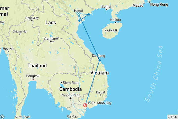 Kaart van Smaken van Vietnam in 12 dagen - Culinaire rondreis