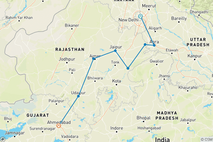 Kaart van India – de Taj & de tijgers – met privégids