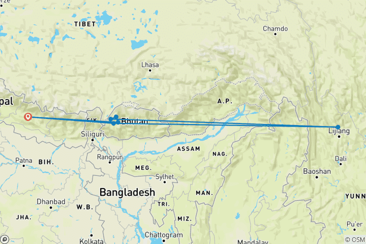 Map of Chomolhari Trek