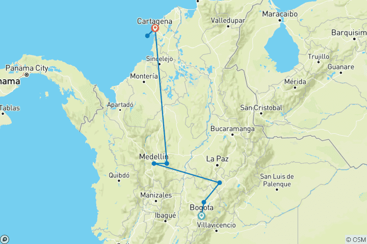 Map of Tailor-Made 10 Days Best Colombia Guided Tour, Daily Depart & Exclusive Guide and Car
