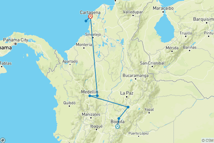 Map of Tailor-Made Best Colombia Guided Tour, Daily Depart & Exclusive Car Transfer