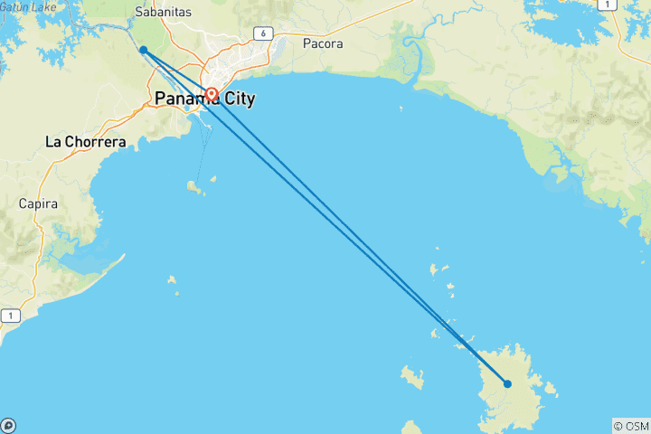 Map of Tailor-Made 7 Days Best Panama Tour. Daily Departure & Private Guide