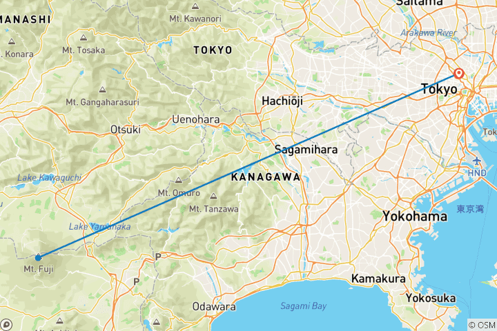 Carte du circuit Circuit d'automne personnalisé au Japon avec départ quotidien, sans groupe