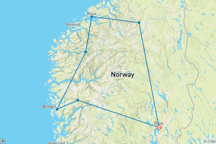 Carte du circuit Fjords norvégiens, charme et traditions