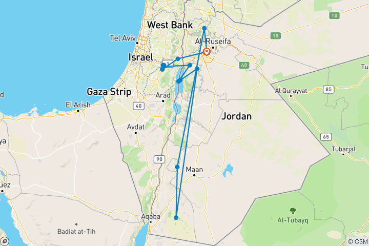Carte du circuit Terre Sainte et Jordanie - Circuit en groupe