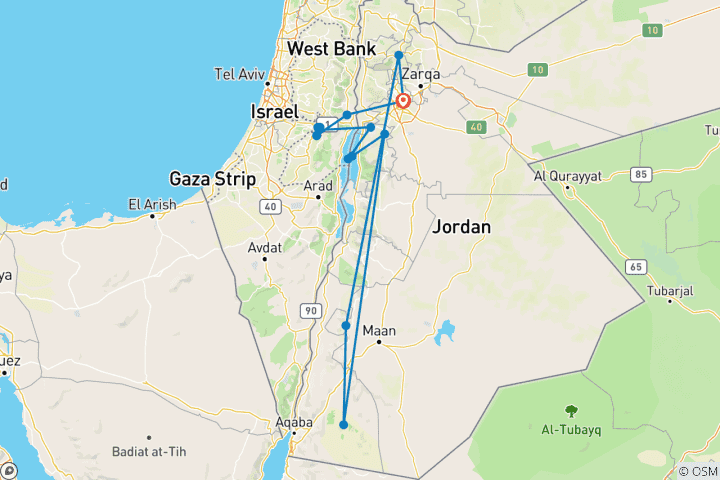 Karte von Heiliges Land und Jordanien