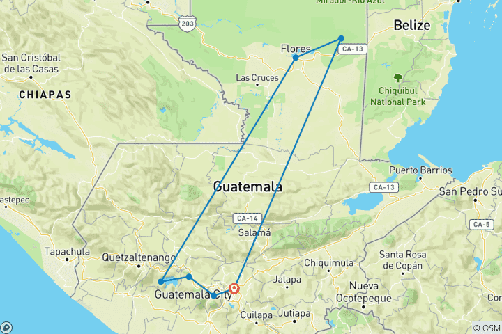 Map of Tailor-Made Best Guatemala Tour with Daily Departure