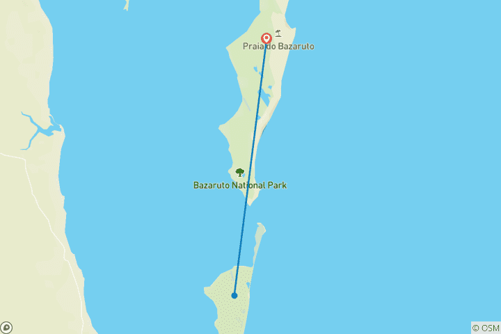 Map of Tailor-Made Private Mozambique Holiday of Bazaruto Island, Daily Departure