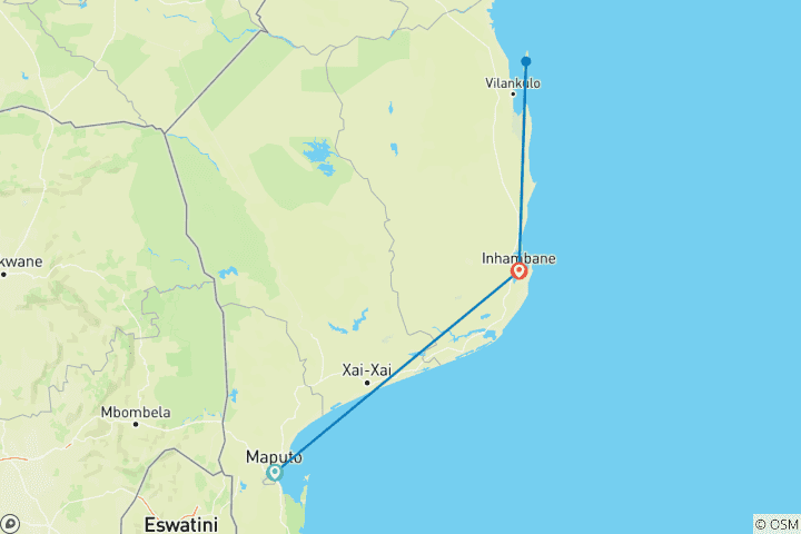 Map of Tailor-Made Best Mozambique Tour, Daily Departure & Private Guide