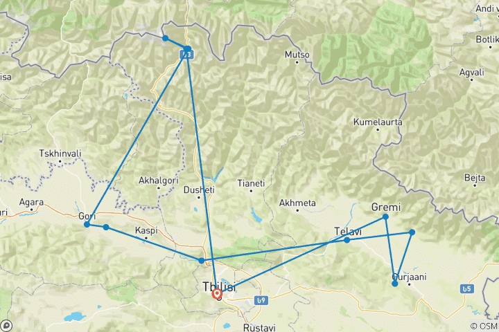 Map of A Taste of Georgia - Tbilisi to the Caucasus Mountains