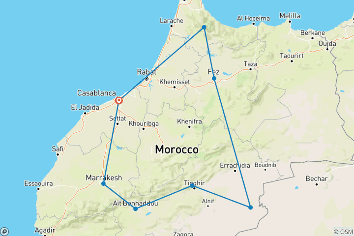 Carte du circuit Grand tour des villes impériales et du désert - 10 jours