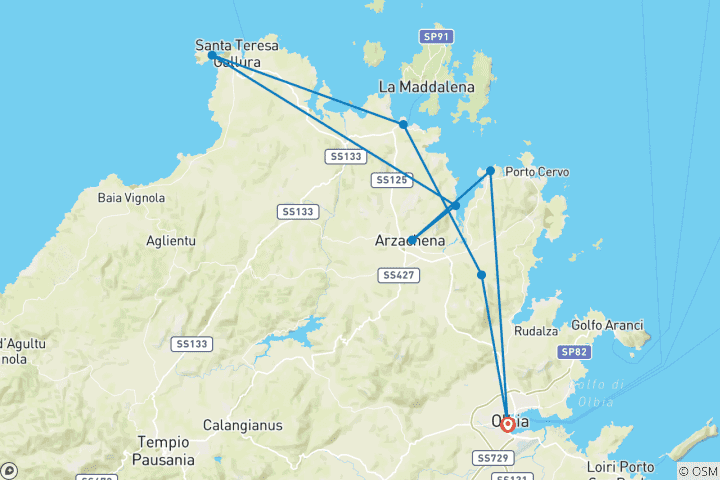 Carte du circuit Randonnée en Sardaigne (8 jours)