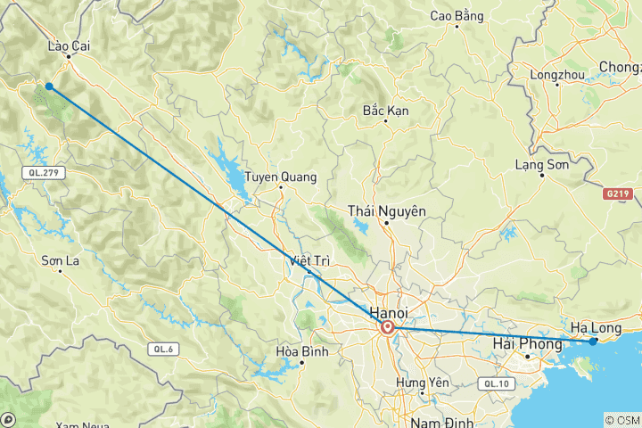 Map of Easy Northern Vietnam In 7 Days: Hanoi - Sapa - Halong Bay