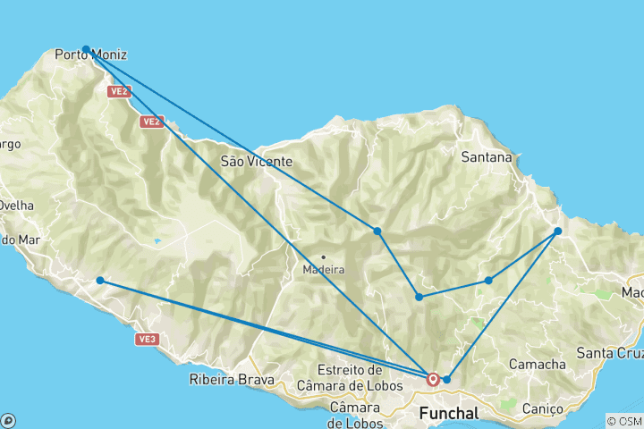 Carte du circuit Découverte de l'île de Madère - Hiver