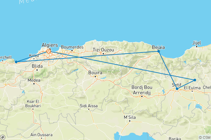 Mapa de La mejor ruta por Argelia personalizado, salida diaria y guía privado