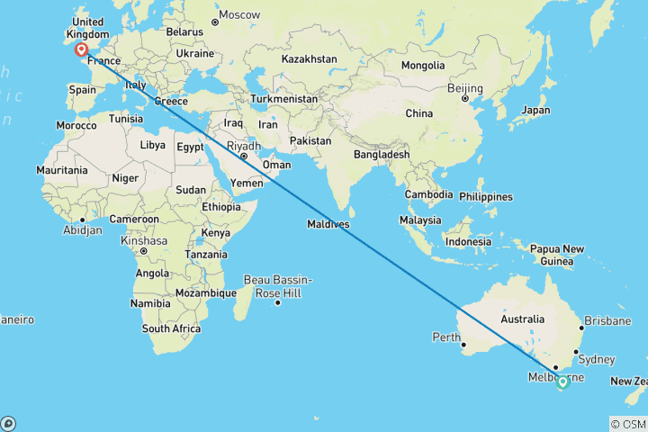 Mapa de Camina por la Bahía de los Fuegos de Tasmania