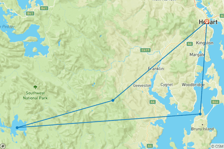 Map of Walk Bruny Island & Tasmania's South West