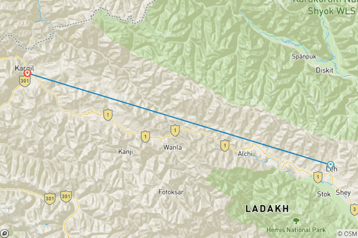 Map of 9-Day Zanskar of The Awesome  Himalayas  : Photography Tour