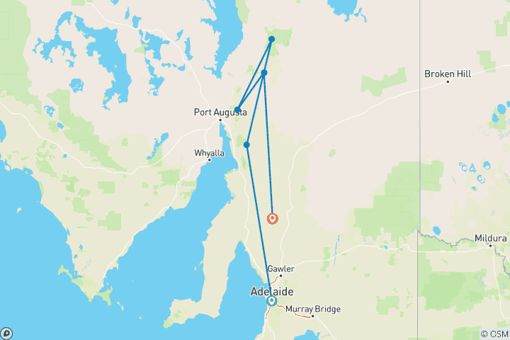 Map of Walk South Australia's Flinders Ranges (from Adelaide to Clare)