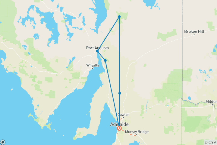 Mapa de Camina por la cordillera Flinders de Australia Meridional (6 destinations)